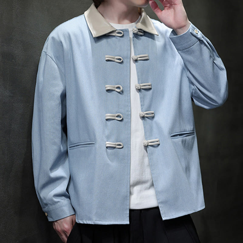 Buddha Stones Men's Frog-Button Cotton Long Sleeve Shirt With Pockets - image 15