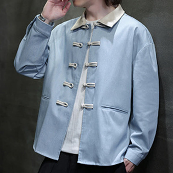 Buddha Stones Men's Frog-Button Cotton Long Sleeve Shirt With Pockets - image 17
