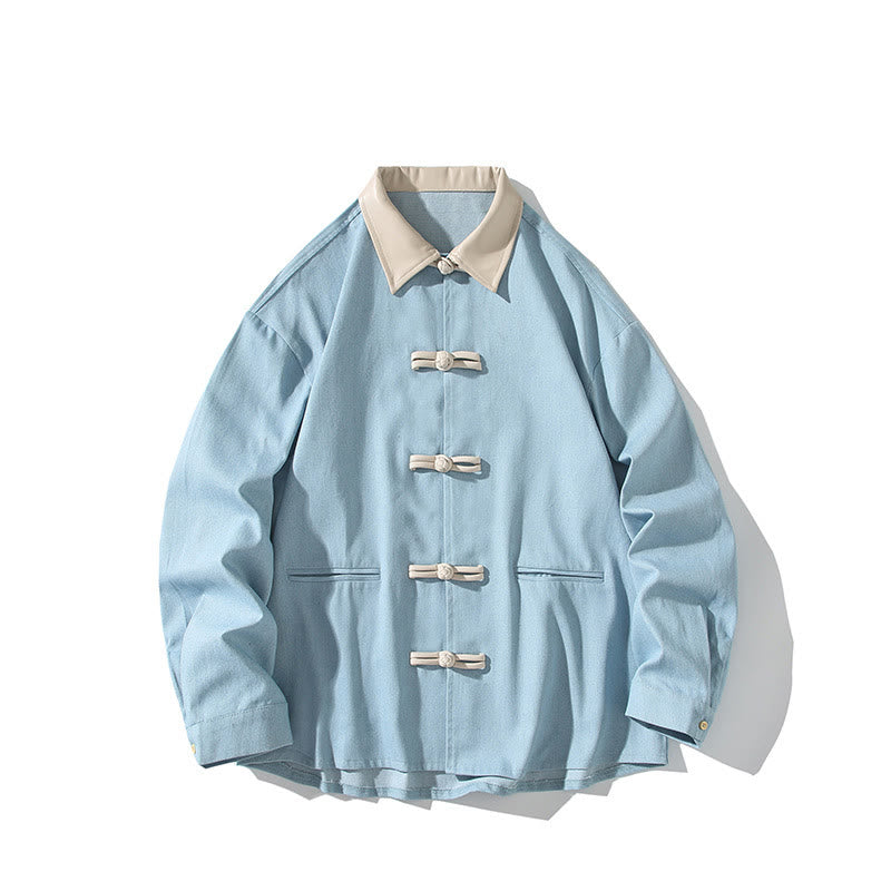 Buddha Stones Men's Frog-Button Cotton Long Sleeve Shirt With Pockets - image 14