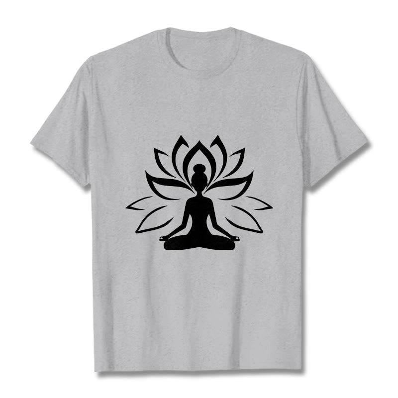 Buddha Stones Lotus Meditating Person Tee T-shirt - LightGrey - 2XL - image 19