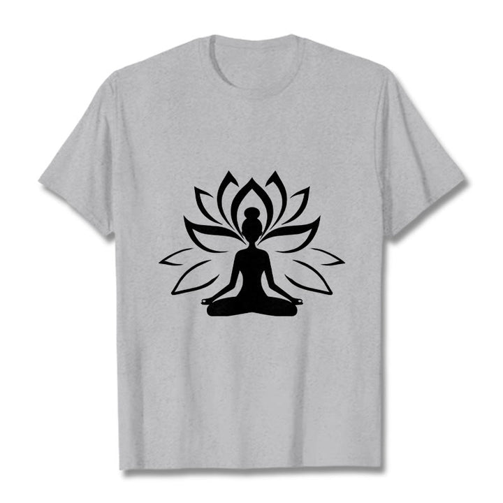 Buddha Stones Lotus Meditating Person Tee T-shirt - LightGrey - 2XL - image 19