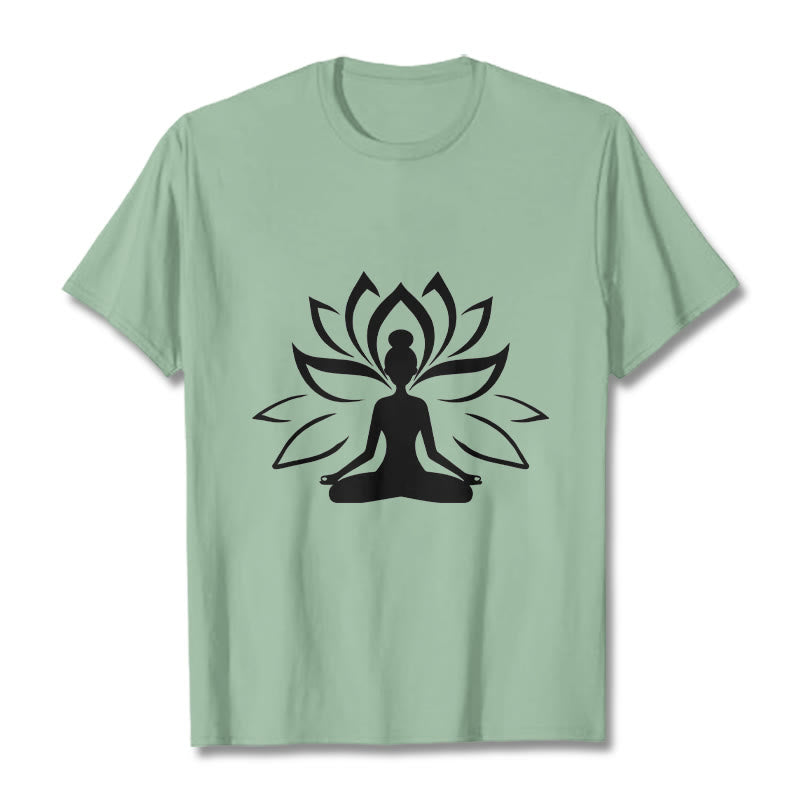 Buddha Stones Lotus Meditating Person Tee T-shirt - PaleGreen - 2XL - image 14