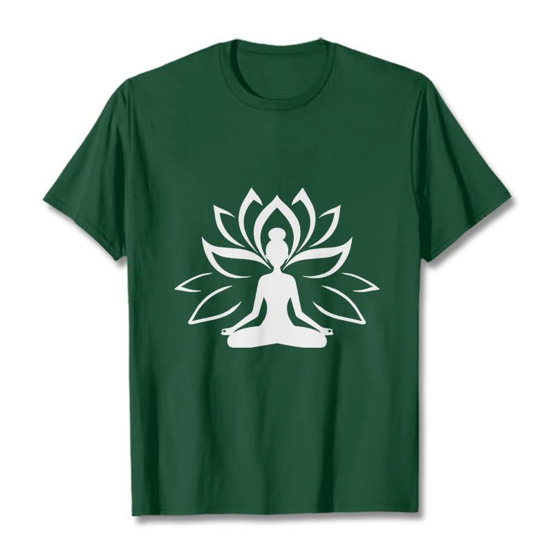 Buddha Stones Lotus Meditating Person Tee T-shirt - ForestGreen - 2XL - image 0