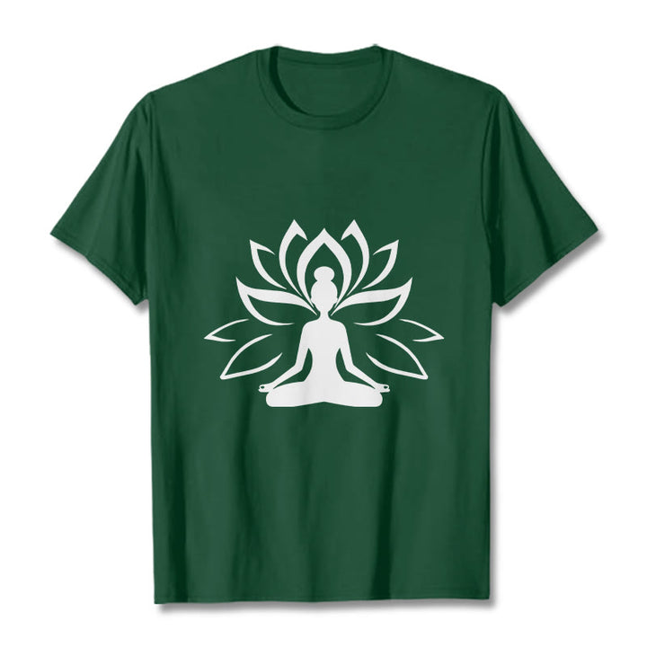 Buddha Stones Lotus Meditating Person Tee T-shirt - ForestGreen - 2XL - image 0
