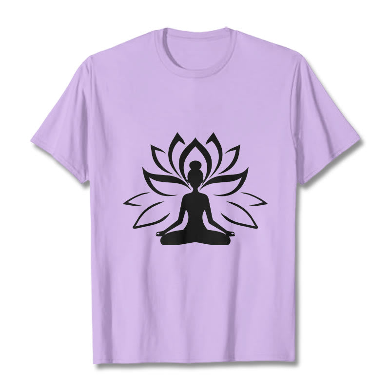 Buddha Stones Lotus Meditating Person Tee T-shirt - Plum - 2XL - image 16
