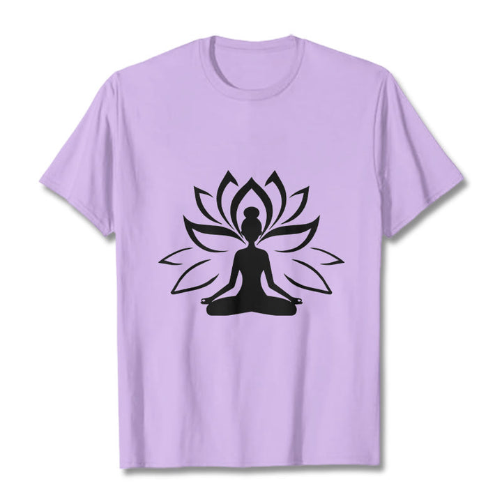 Buddha Stones Lotus Meditating Person Tee T-shirt - Plum - 2XL - image 16