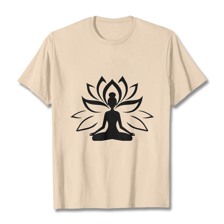 Buddha Stones Lotus Meditating Person Tee T-shirt - Bisque - 2XL - image 10