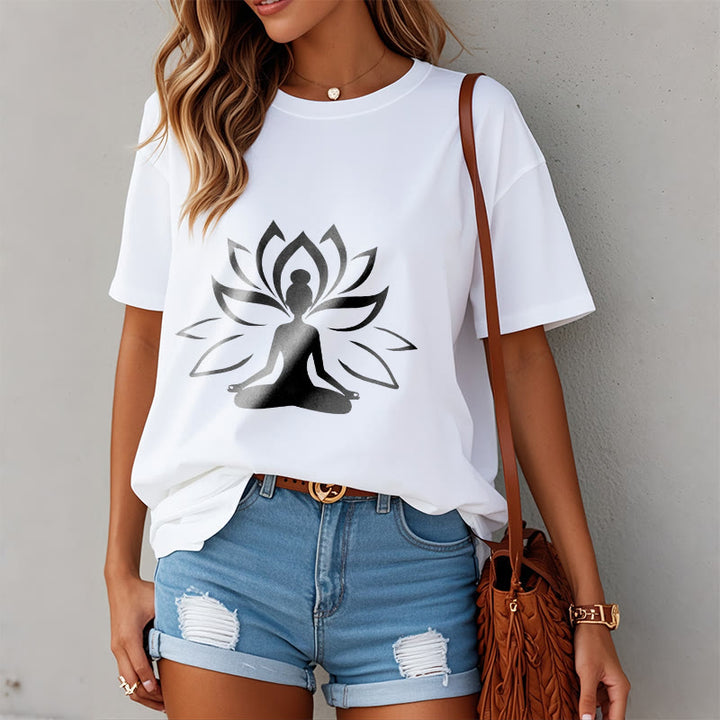 Buddha Stones Lotus Meditating Person Tee T-shirt - image 9
