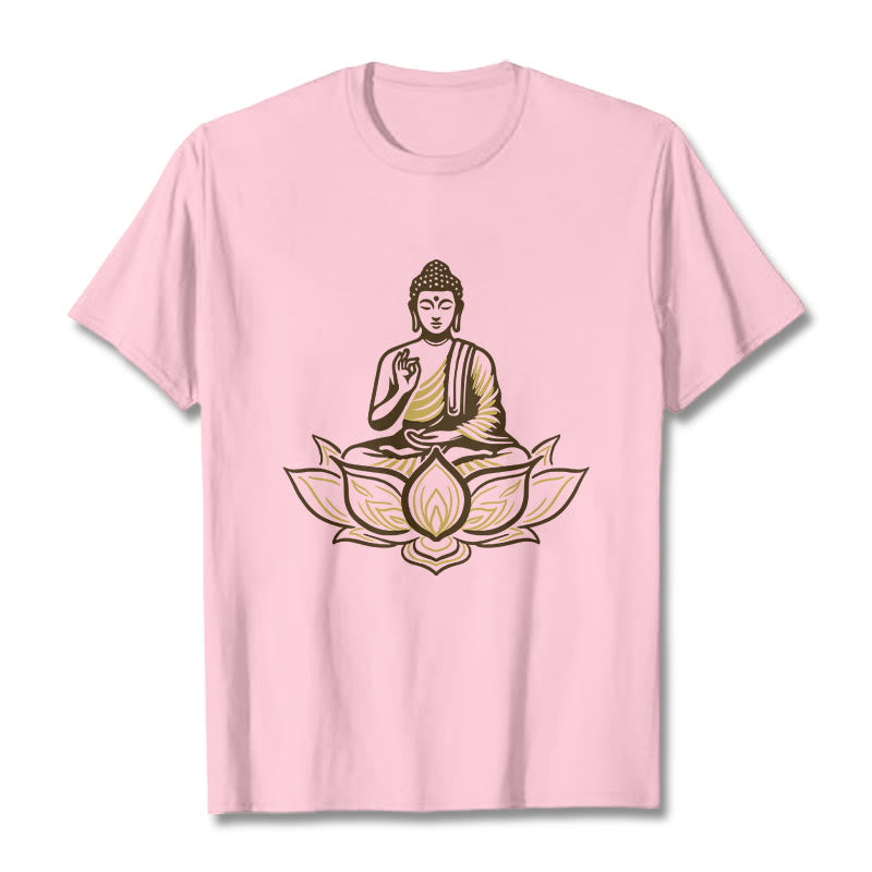 Buddha Stones Buddha Meditating In The Lotus Tee T-shirt - LightPink - 2XL - image 12