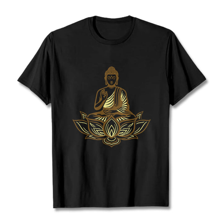 Buddha Stones Buddha Meditating In The Lotus Tee T-shirt - Black - 2XL - image 4