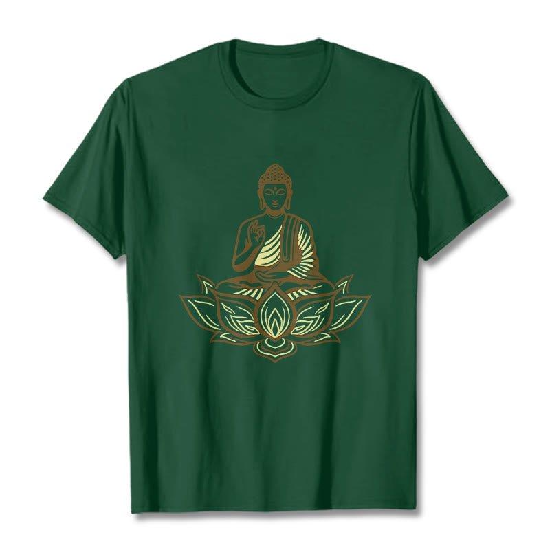 Buddha Stones Buddha Meditating In The Lotus Tee T-shirt - ForestGreen - 2XL - image 10