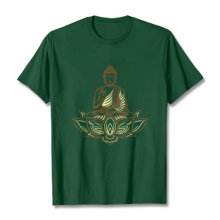 Buddha Stones Buddha Meditating In The Lotus Tee T-shirt - ForestGreen - 2XL - image 10