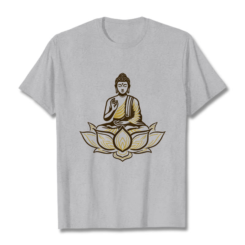 Buddha Stones Buddha Meditating In The Lotus Tee T-shirt - LightGrey - 2XL - image 19