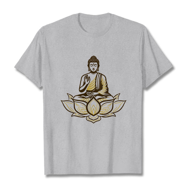 Buddha Stones Buddha Meditating In The Lotus Tee T-shirt - LightGrey - 2XL - image 19