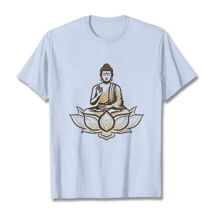 Buddha Stones Buddha Meditating In The Lotus Tee T-shirt - LightCyan - 2XL - image 18