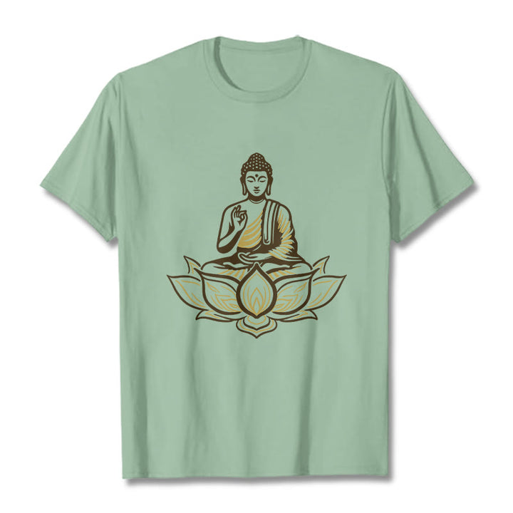 Buddha Stones Buddha Meditating In The Lotus Tee T-shirt - PaleGreen - 2XL - image 14