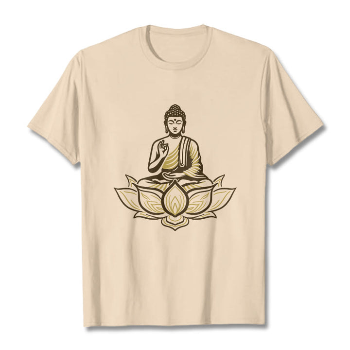 Buddha Stones Buddha Meditating In The Lotus Tee T-shirt - Bisque - 2XL - image 8