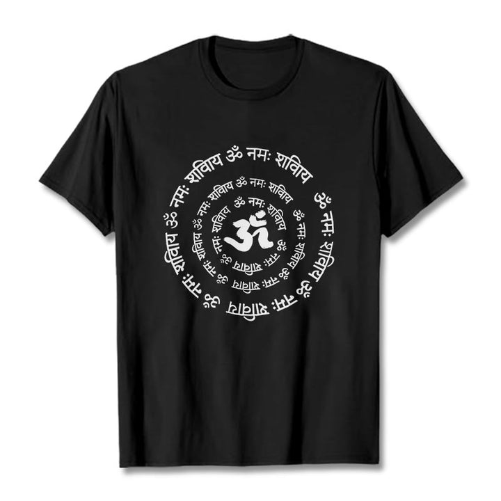 Buddha Stones OM Symbol Sanskrit Mantras Design Cotton Tee T-shirt - Black - 2XL - image 6