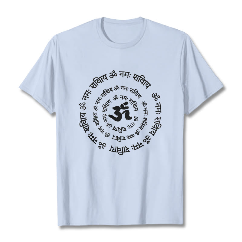 Buddha Stones OM Symbol Sanskrit Mantras Design Cotton Tee T-shirt - LightCyan - 2XL - image 10