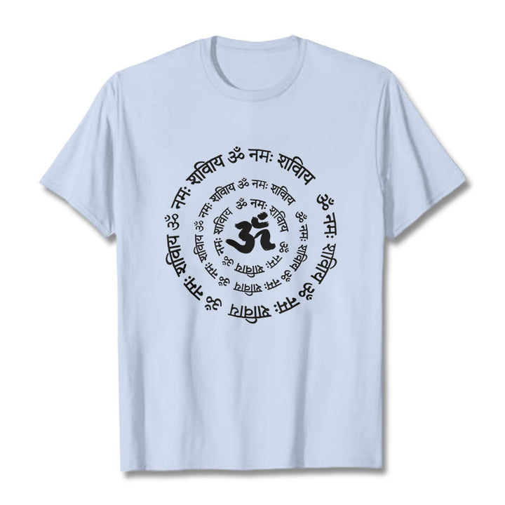 Buddha Stones OM Symbol Sanskrit Mantras Design Cotton Tee T-shirt - LightCyan - 2XL - image 10