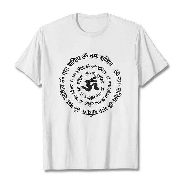 Buddha Stones OM Symbol Sanskrit Mantras Design Cotton Tee T-shirt - White - 2XL - image 3