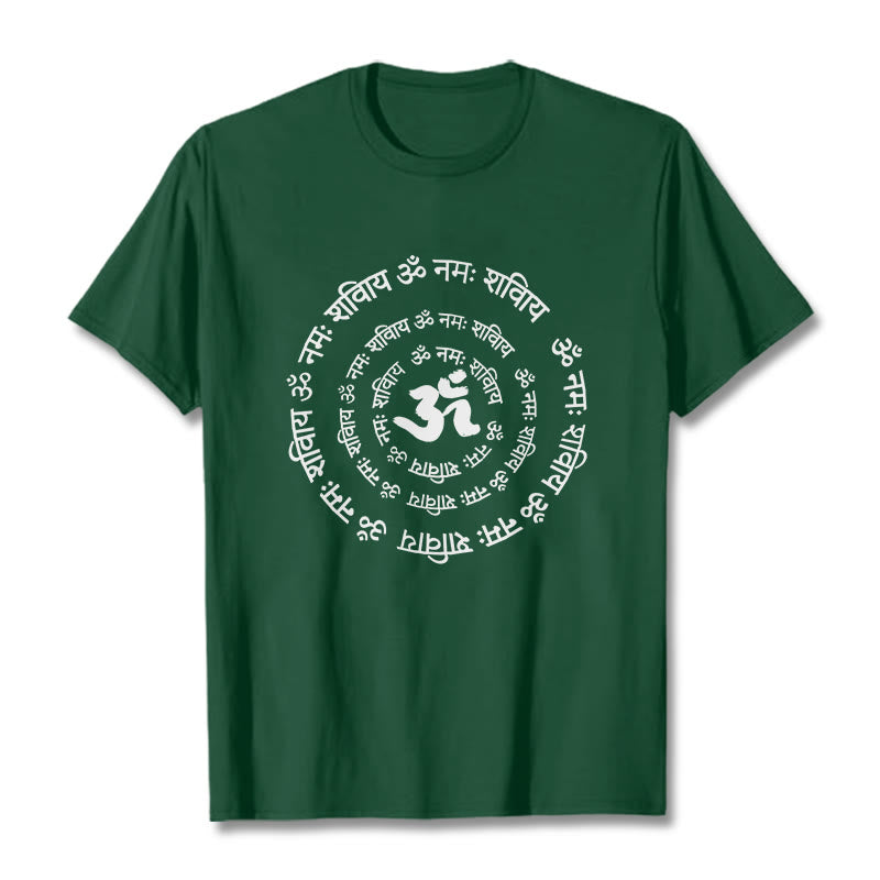Buddha Stones OM Symbol Sanskrit Mantras Design Cotton Tee T-shirt - ForestGreen - 2XL - image 0