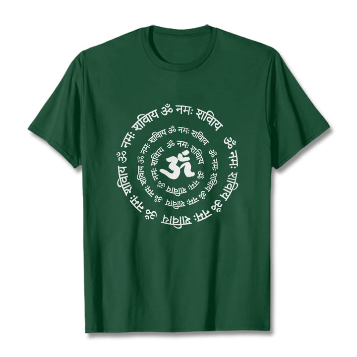 Buddha Stones OM Symbol Sanskrit Mantras Design Cotton Tee T-shirt - ForestGreen - 2XL - image 0