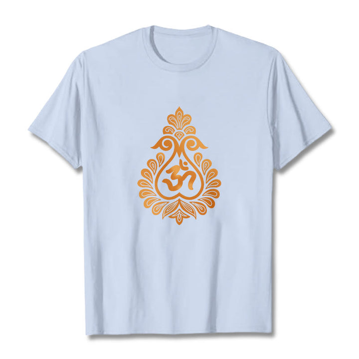 Buddha Stones Gourd OM Symbol Design Tee T-shirt - LightCyan - 2XL - image 10