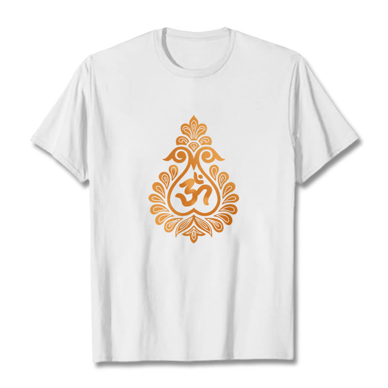 Buddha Stones Gourd OM Symbol Design Tee T-shirt - White - 2XL - image 0
