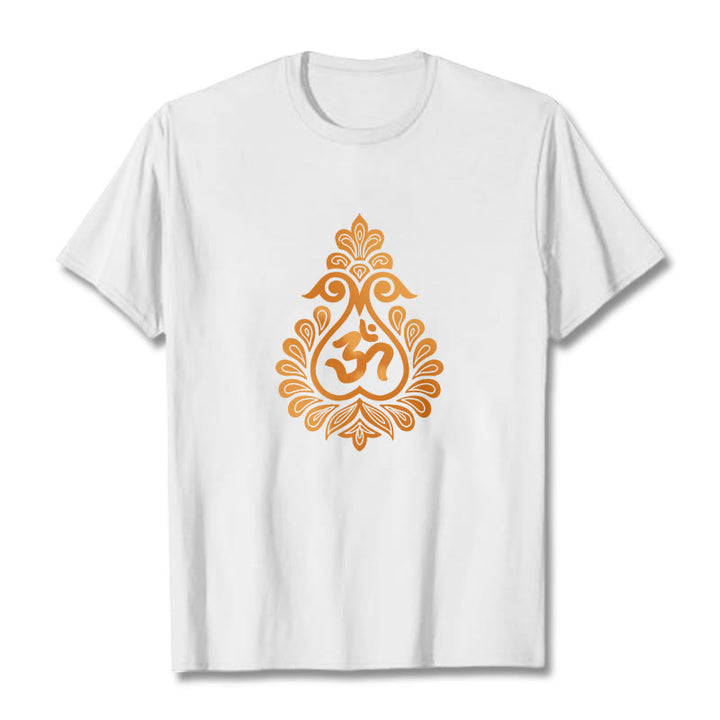 Buddha Stones Gourd OM Symbol Design Tee T-shirt - White - 2XL - image 0