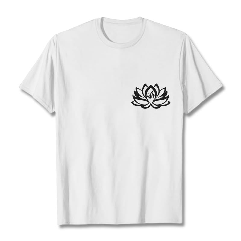 Buddha Stones Lotus Flower OM Symbol Design Tee T-shirt - White - 2XL - image 7