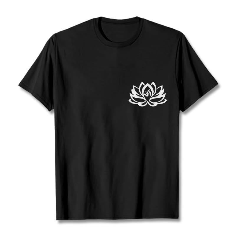 Buddha Stones Lotus Flower OM Symbol Design Tee T-shirt - Black - 2XL - image 0