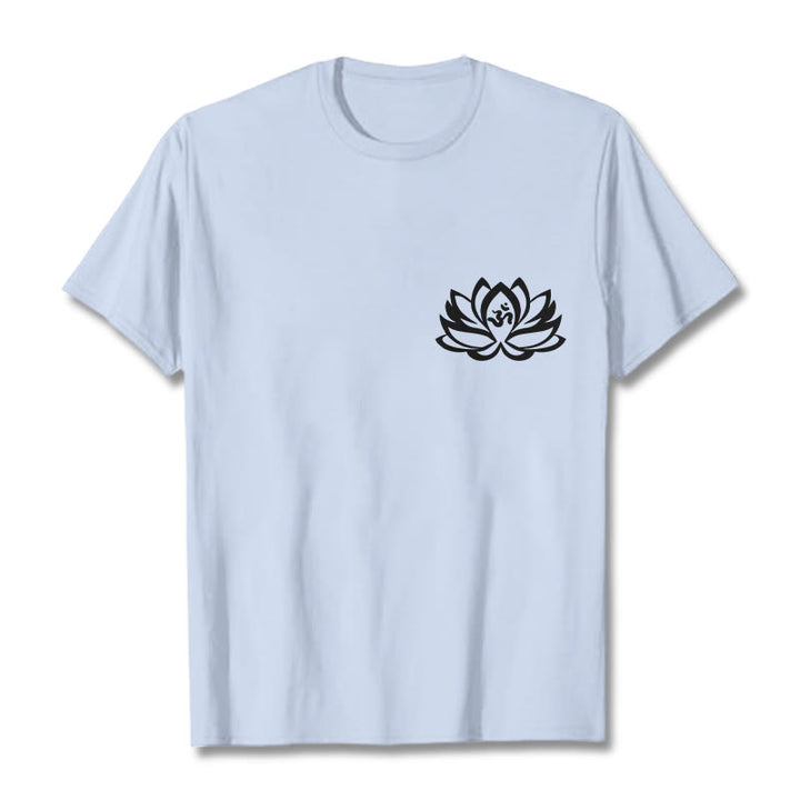Buddha Stones Lotus Flower OM Symbol Design Tee T-shirt - LightCyan - 2XL - image 10