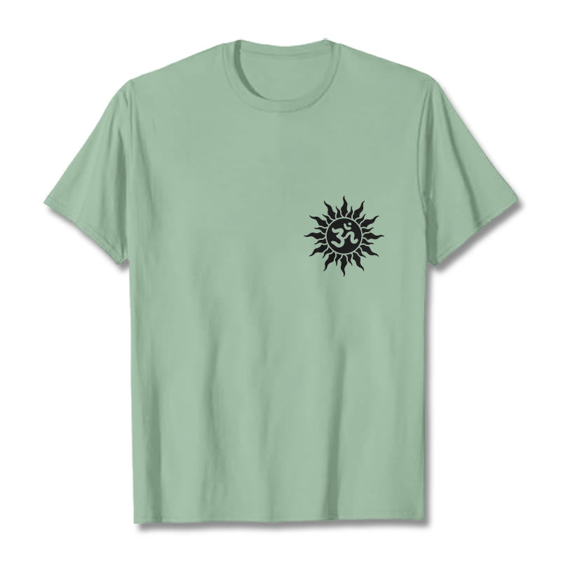 Buddha Stones Sun OM Symbol Design Tee T-shirt - PaleGreen - 2XL - image 17