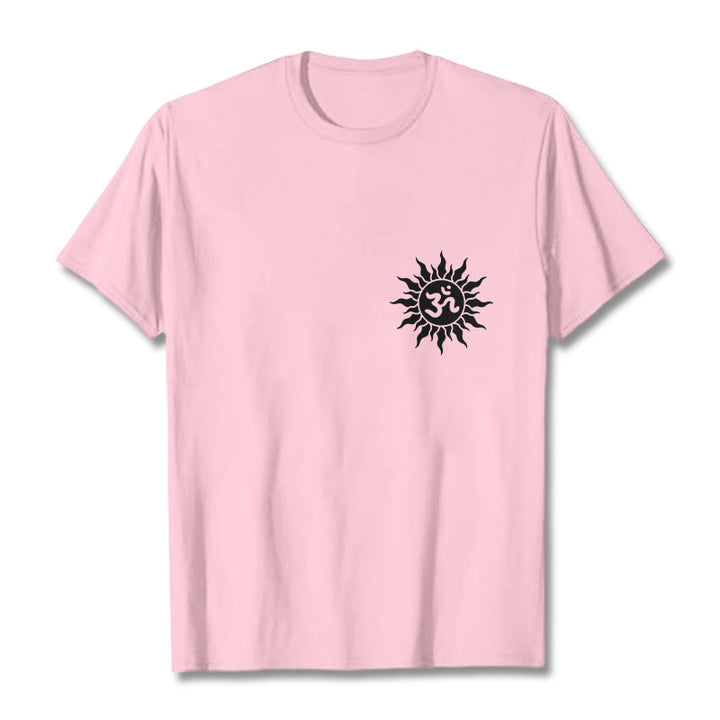 Buddha Stones Sun OM Symbol Design Tee T-shirt - LightPink - 2XL - image 15