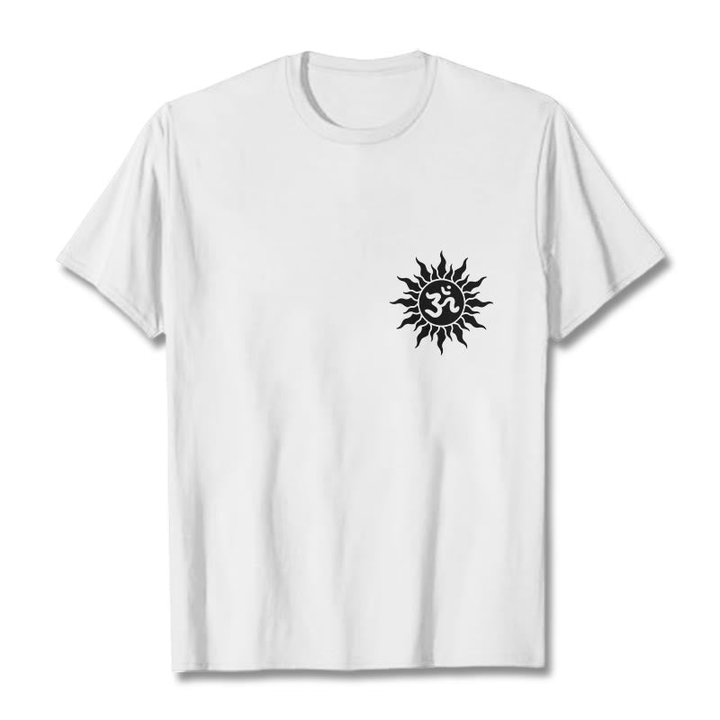 Buddha Stones Sun OM Symbol Design Tee T-shirt - White - 2XL - image 7