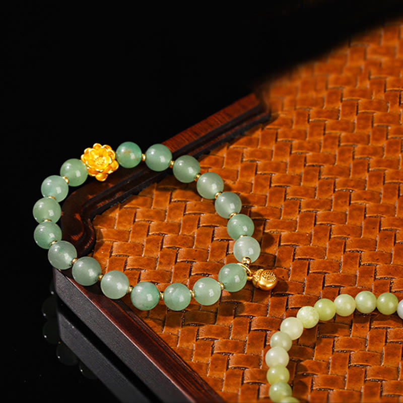 Buddha Stones Natural Jade Green Aventurine Gourd Fu Character Luck Bracelet - image 16