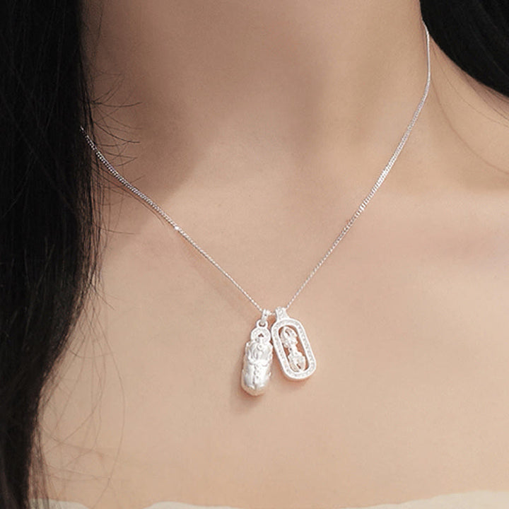 Buddha Stones 925 Sterling Silver Mini PiXiu Dorje Vajra Wealth Necklace Pendant - image 9