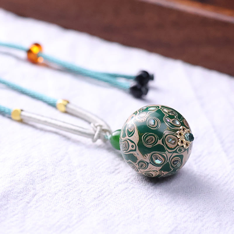 Buddha Stones Ebony Wood Colorful Lacquer Craft Bead Calm Necklace Pendant - image 14