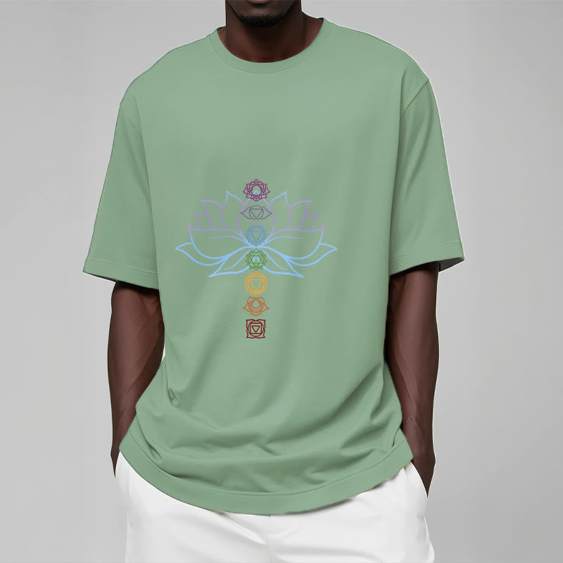 Buddha Stones Pastel Hues Lotus Flower Chakra Symbols Meditation Cotton Tee T-shirt - image 15