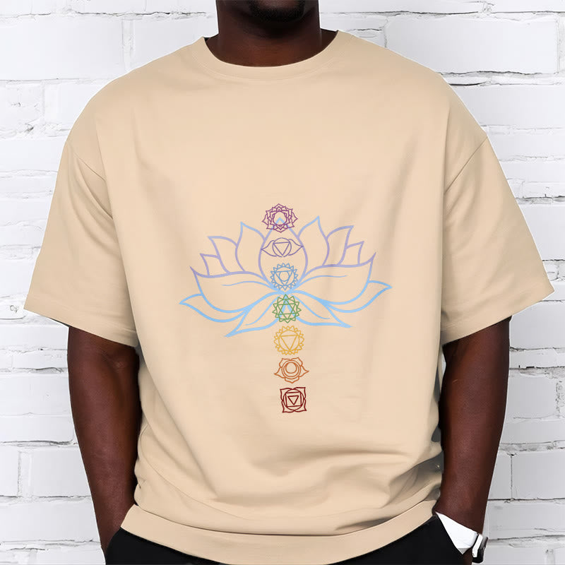 Buddha Stones Pastel Hues Lotus Flower Chakra Symbols Meditation Cotton Tee T-shirt - image 9