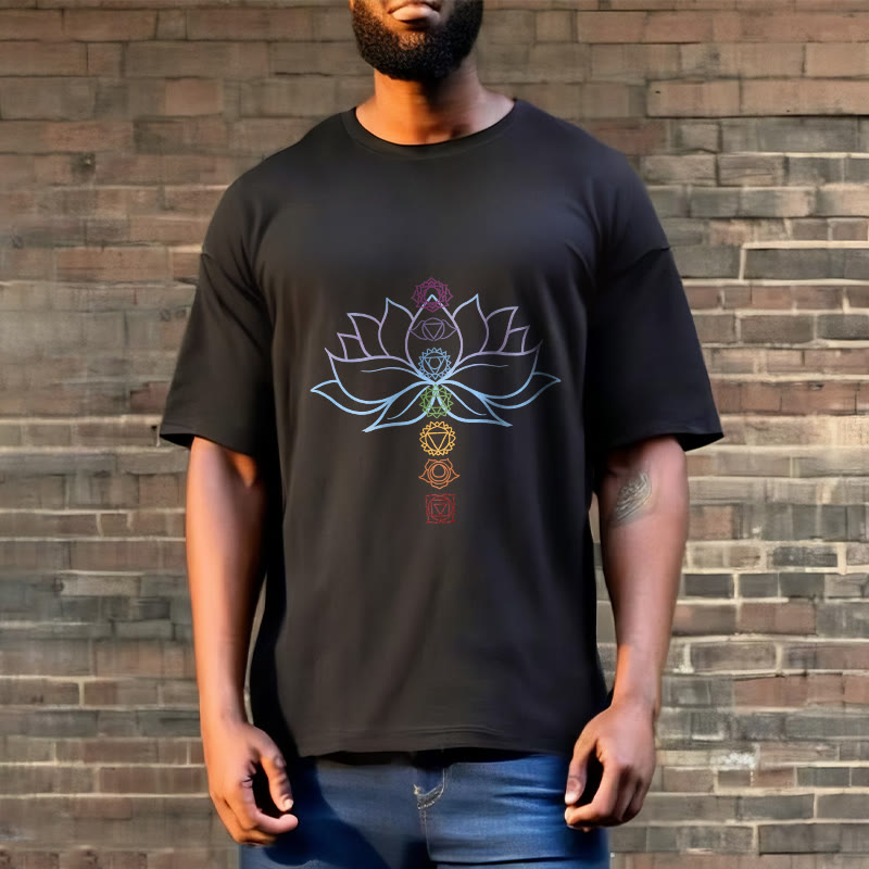 Buddha Stones Pastel Hues Lotus Flower Chakra Symbols Meditation Cotton Tee T-shirt - image 7