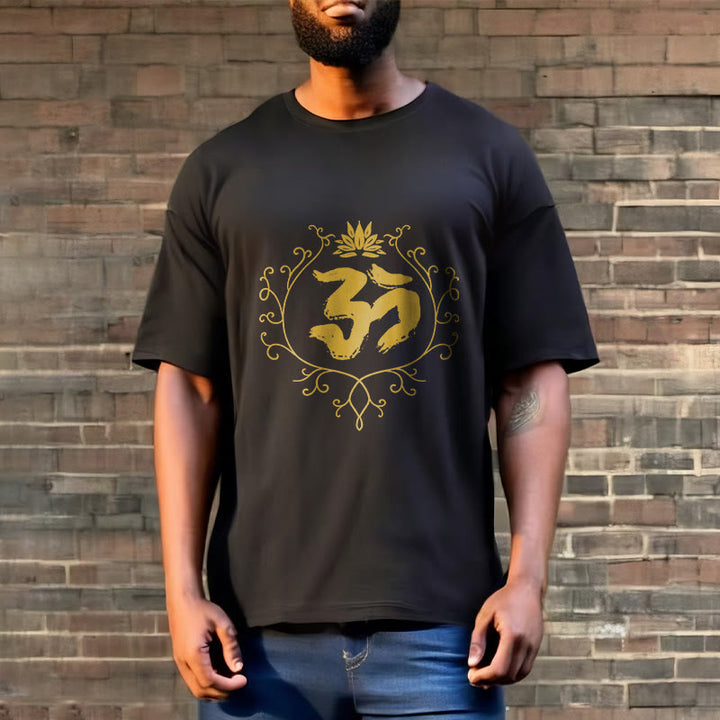 Buddha Stones Om Lotus Flower Vine Pattern Meditation Cotton Tee T-shirt - image 2