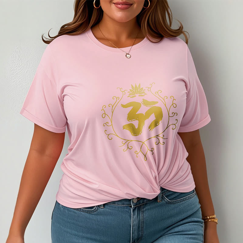 Buddha Stones Om Lotus Flower Vine Pattern Meditation Cotton Tee T-shirt - image 13