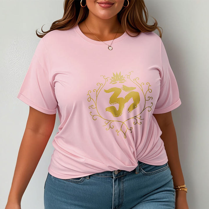 Buddha Stones Om Lotus Flower Vine Pattern Meditation Cotton Tee T-shirt - image 13