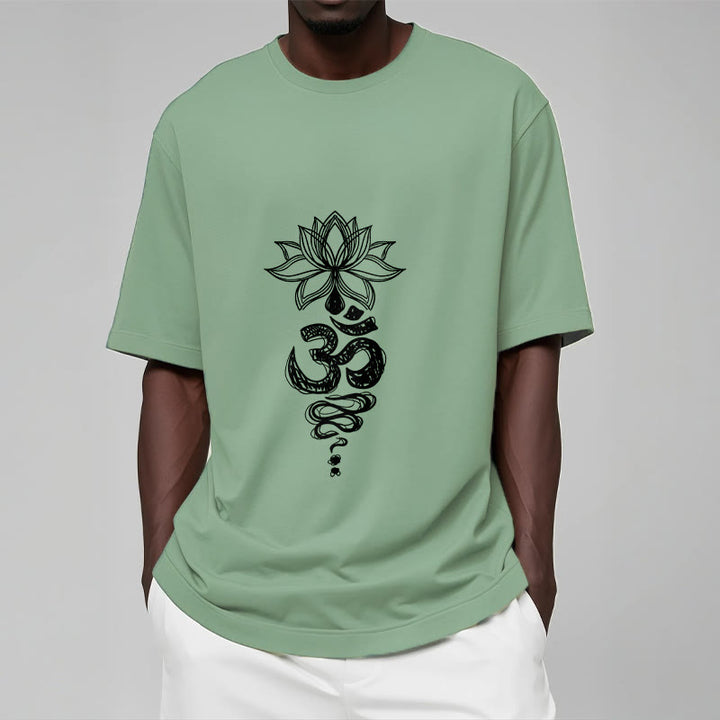 Buddha Stones Om Sanskrit Lotus Flower Pattern Meditation Cotton Tee T-shirt - image 15