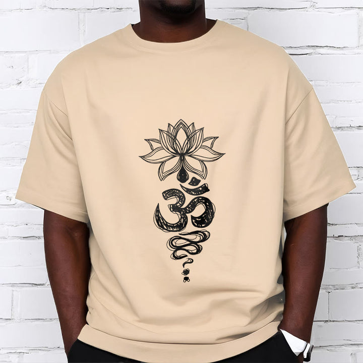 Buddha Stones Om Sanskrit Lotus Flower Pattern Meditation Cotton Tee T-shirt - image 11