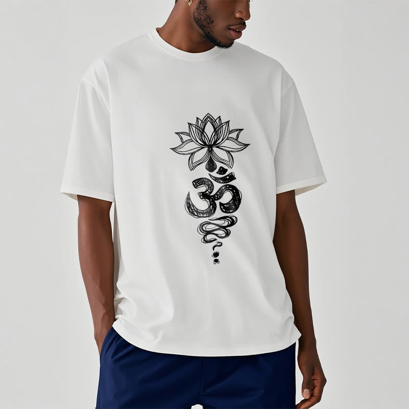Buddha Stones Om Sanskrit Lotus Flower Pattern Meditation Cotton Tee T-shirt - image 9