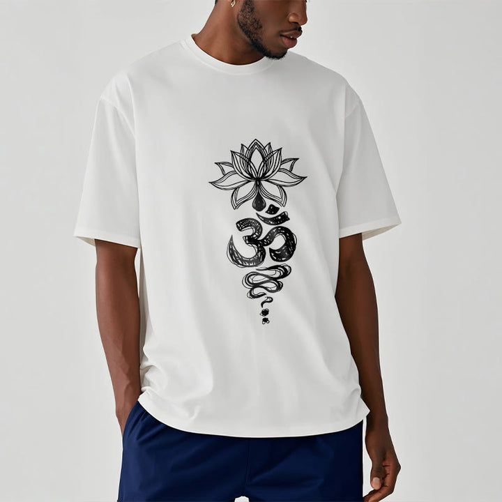 Buddha Stones Om Sanskrit Lotus Flower Pattern Meditation Cotton Tee T-shirt - image 9