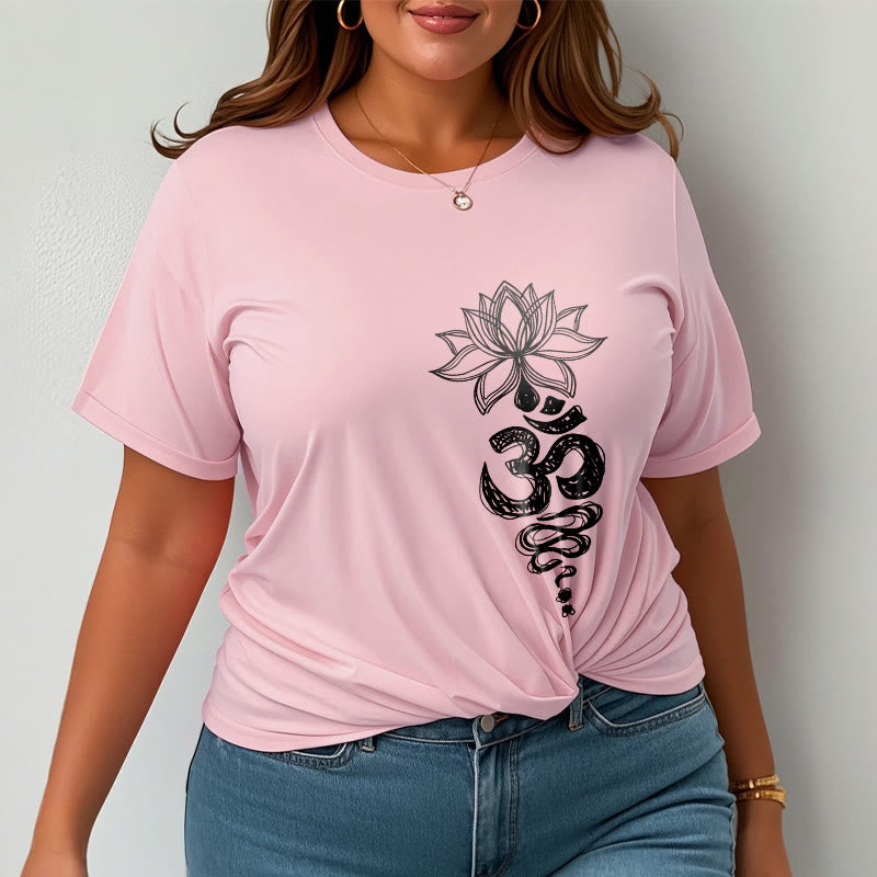 Buddha Stones Om Sanskrit Lotus Flower Pattern Meditation Cotton Tee T-shirt - image 13